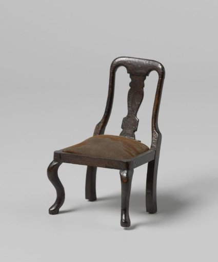 Chair, the back with a vase-shaped central panel, the seat with burgundy velvet