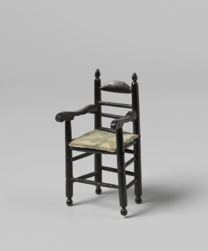 Child's chair, black lacquered, with 'reed' seat