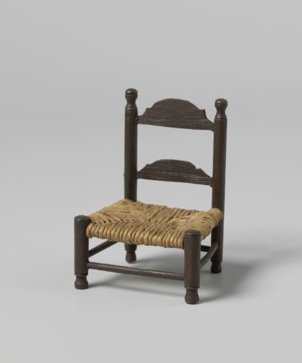 Knob-back chair, the backrest with two cross-rails, the seat of woven reeds