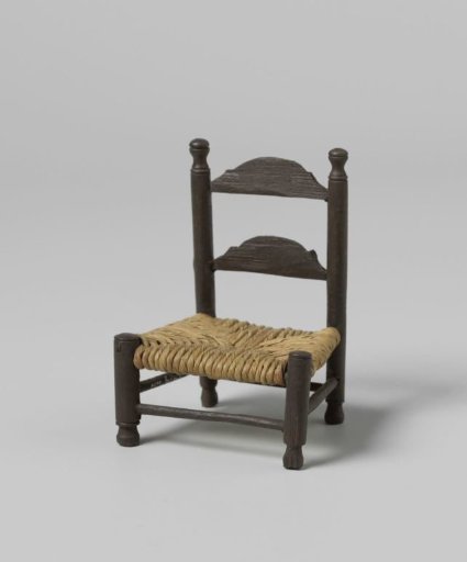 Knob chair, with the backrest featuring two crossbars and the seat made of woven reeds