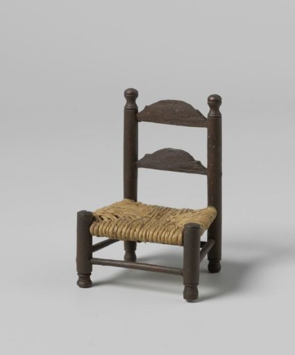Knob-back chair, the backrest with two cross-rails, the seat of woven rush