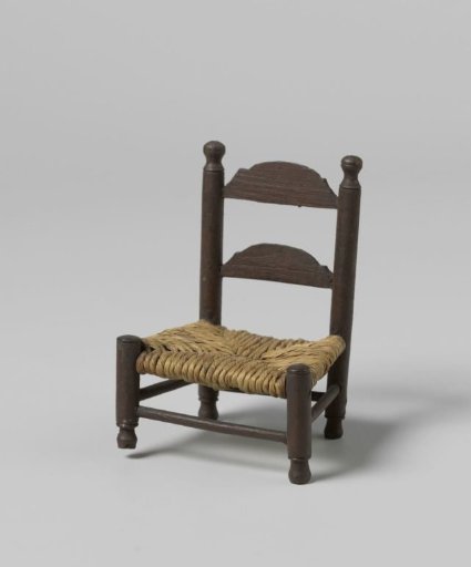 Knob-back chair, the backrest with two cross-rails, the seat of woven rush