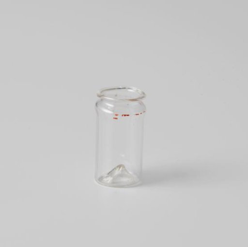 Storage glass, cylindrical, with a narrowed neck and a pushed-in base