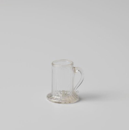 Cup with handle, cylindrical body with vertical ribs
