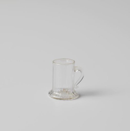Cup with handle, cylindrical body with vertical ribs