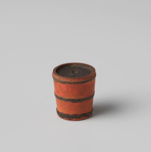 Bucket, solid, painted in red and black