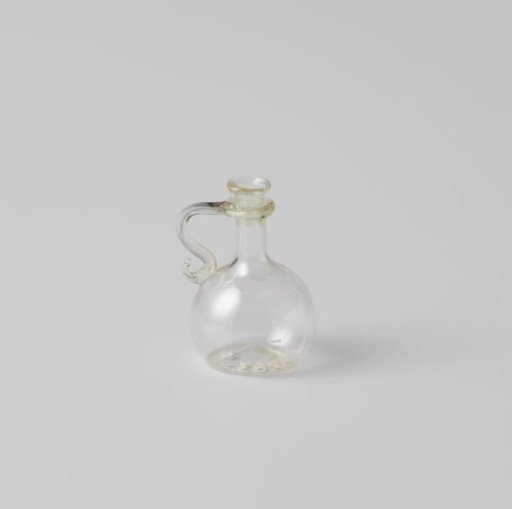 Carafe with globular body and applied handle, neck with drip ring and loop handle