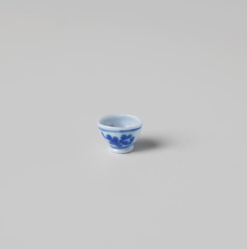 Bowl, white, painted in blue