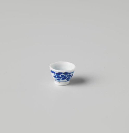 Bowl, white, painted in blue