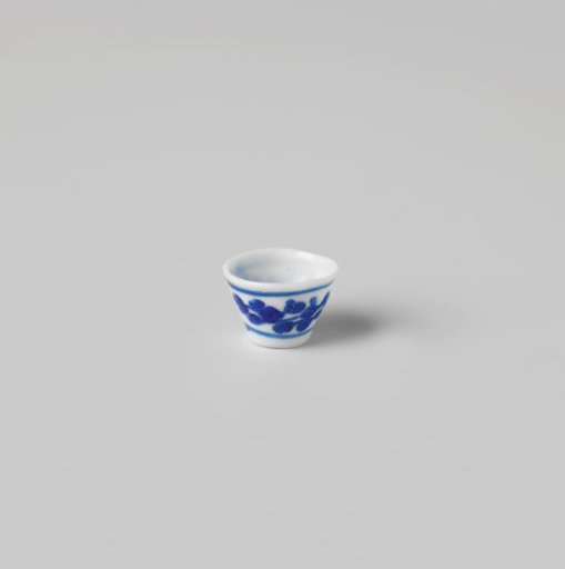 Bowl, white, painted in blue