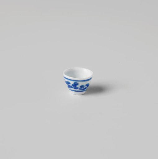 Bowl, white, painted in blue