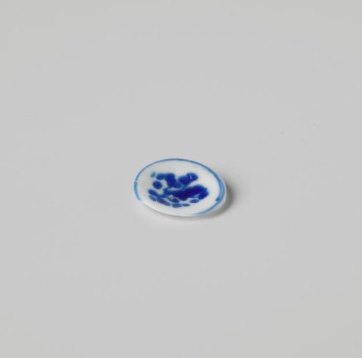 Plate, white, painted in blue