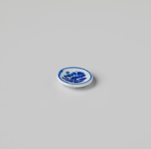 Plate, white, painted in blue
