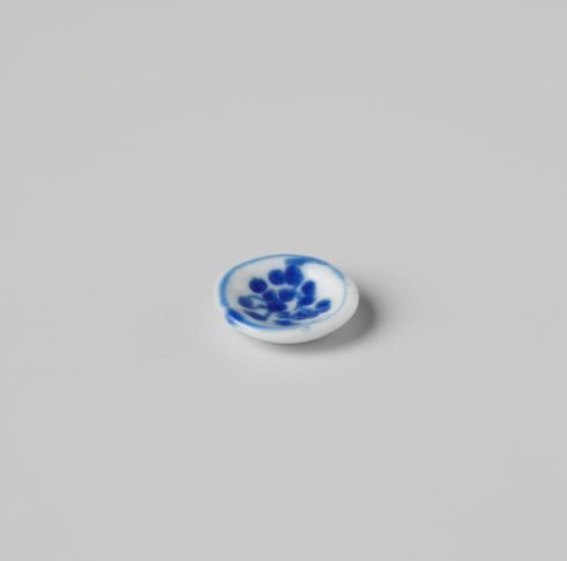 Plate, white, painted in blue