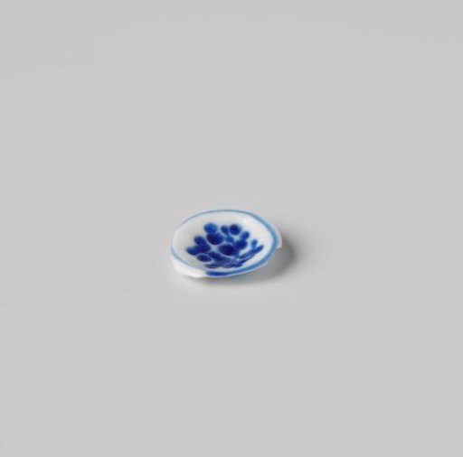 Plate, white, painted in blue