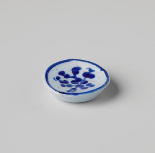 Plate, white, painted in blue