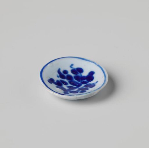 Dish, white, painted in blue