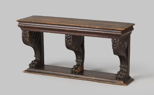 Wall Bench, Resting on Three Pierced Consoles, Ending in Lion's Claws
