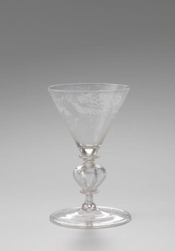Chalice glass with leafy vines and birds