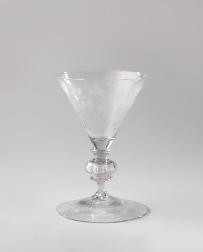 Chalice glass with leafy vines and birds