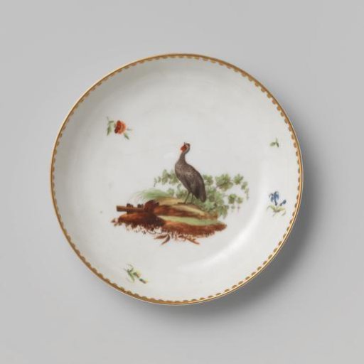Dish, painted with poultry in a landscape