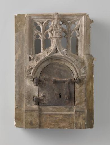 Stone Tabernacle (possibly Marble) with Metal Door
