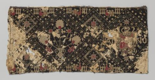 Baptismal or Burial Shroud of Embroidery on Dark Blue Fabric