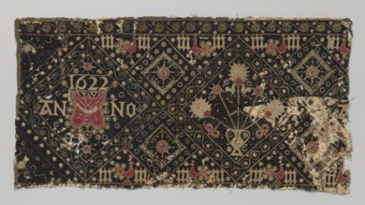 Baptismal cloth or shroud of embroidery on dark blue fabric