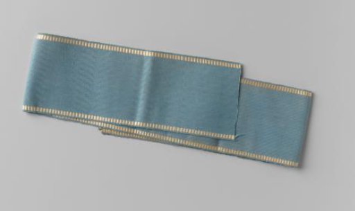 Ribbon of blue silk, edged with a white border