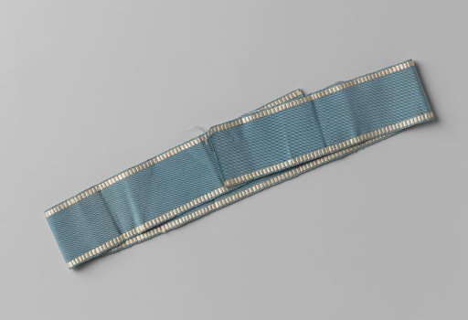 Ribbon of blue silk, edged with a white border