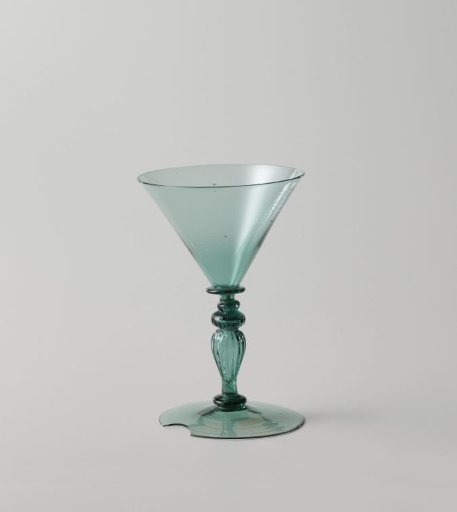 Chalice glass with funnel-shaped bowl