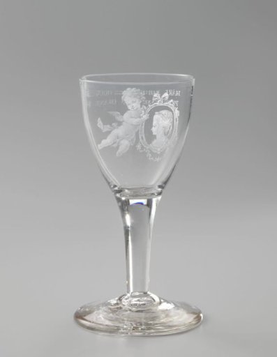 Drinking glass with a portrait of Wilhelmina of Prussia