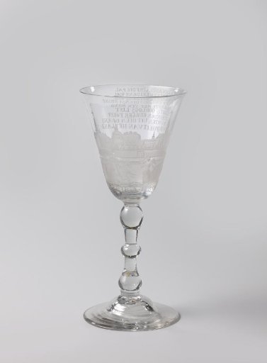 Chalice glass with a portrait of Pieter Adriaansz. van der Werff and a view of Leiden