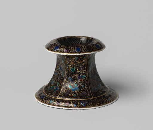 Salt cellar, decorated with flowers and birds and bust of a warrior