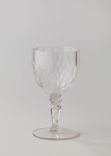 Chalice glass with cut rings and ovals