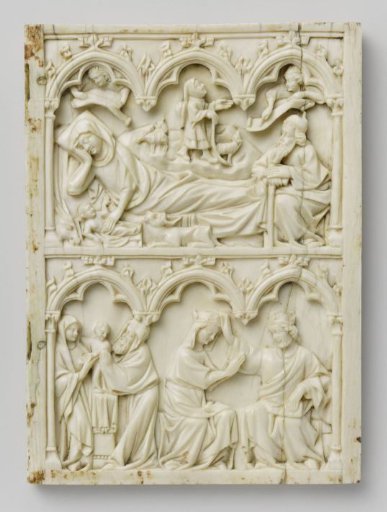 Right wing of a diptych, including the birth of Jesus