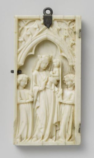 Left wing of a diptych, Virgin and Child flanked by Angels