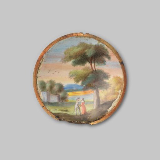Watch case with woman and Cupid