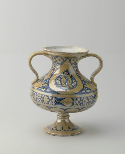 Vase, onion-shaped, with two S-shaped handles