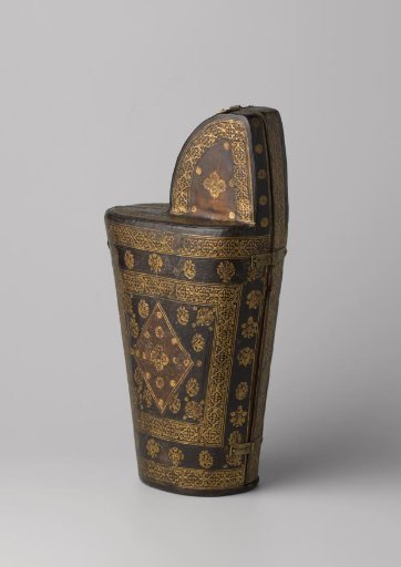 Case for a ewer, of embossed gold leather
