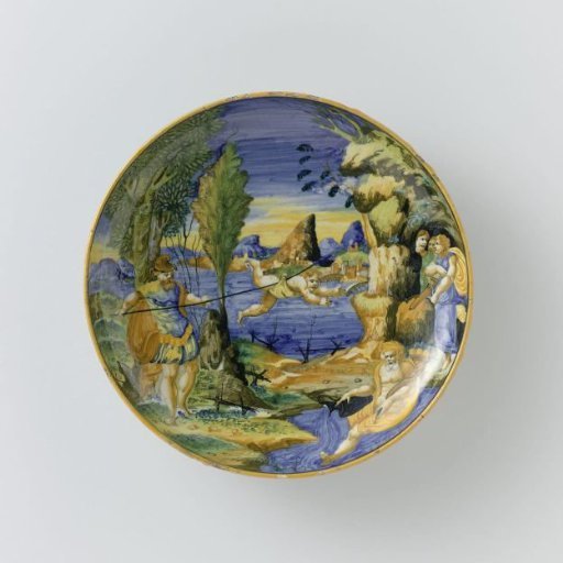 Dish with Metabus Throwing Camilla across the River Amasenus