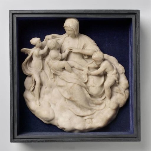 Virgin and Child Seated on Clouds with St John the Baptist and an Angel