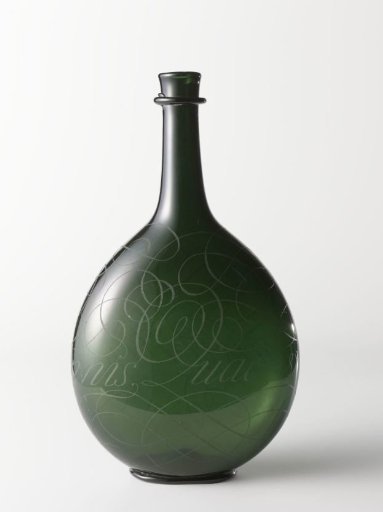 Bottle with the inscription: Quae wennis teelt Schennis