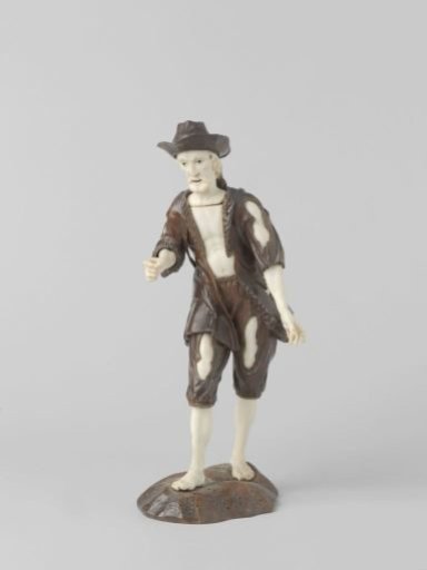 Begging figure with a sack on his back