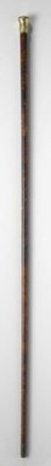 Walking stick of tortoiseshell with chased, gilded copper knob