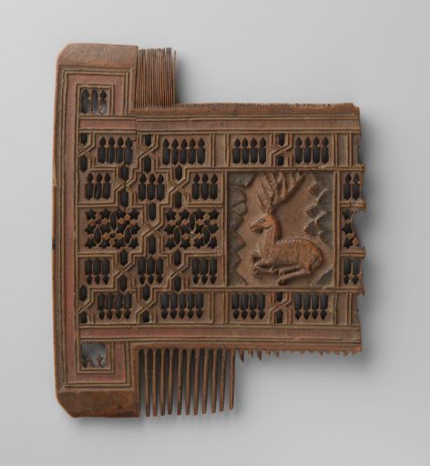 Comb of Palm Wood with Biblical Scene