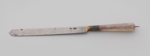 Knife with agate handle in a case