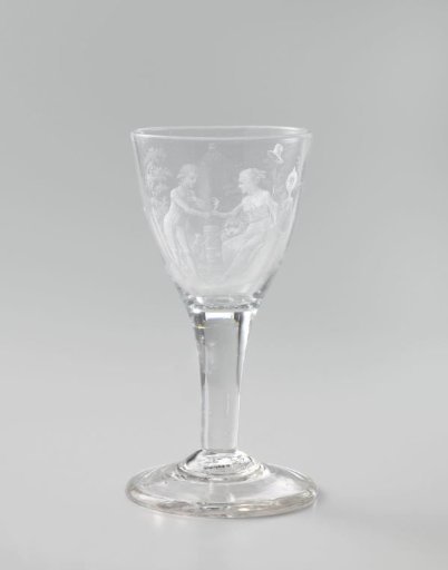 Wine glass with a representation of the alliance between the Batavian and the French Republic