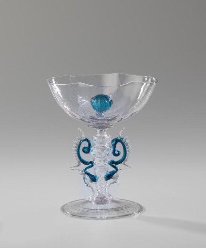 Winged glass with a six-lobed stem