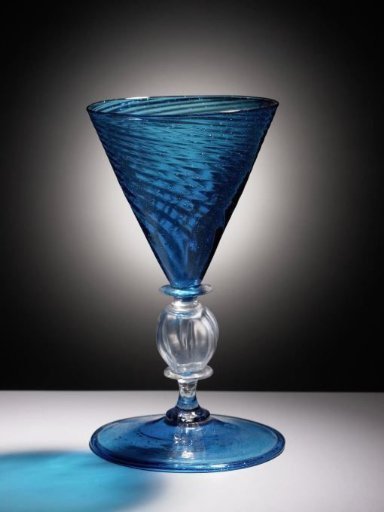 Wine glass with blue glass